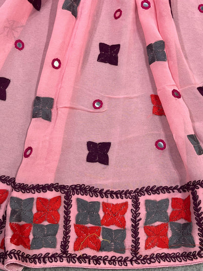 PINK GEORGETTE PURE HANDLOOM PHULKARI DUPATTA