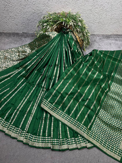 GREEN SILK PURE HANDLOOM BANARASI SAREE