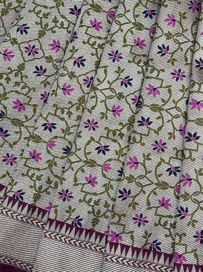 IVORY BEIGE SILK PURE HANDLOOM BANARASI SAREE