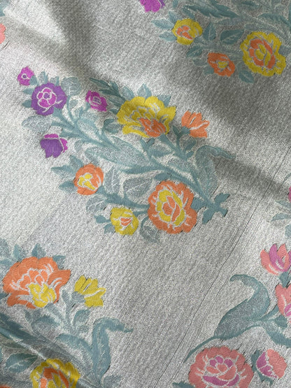 SAGE GREEN KORA PURE HANDLOOM BANARASI SAREE