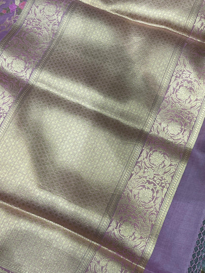 MAUVE PURPLE KORA PURE HANDLOOM BANARASI SAREE