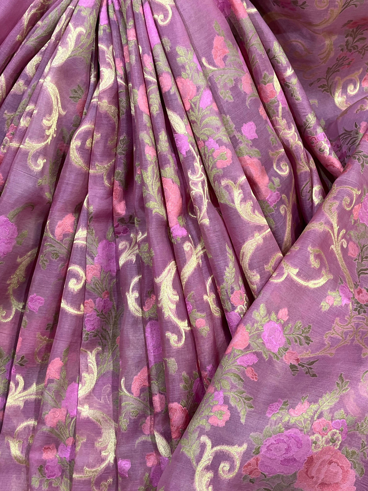 MAUVE PURPLE KORA PURE HANDLOOM BANARASI SAREE