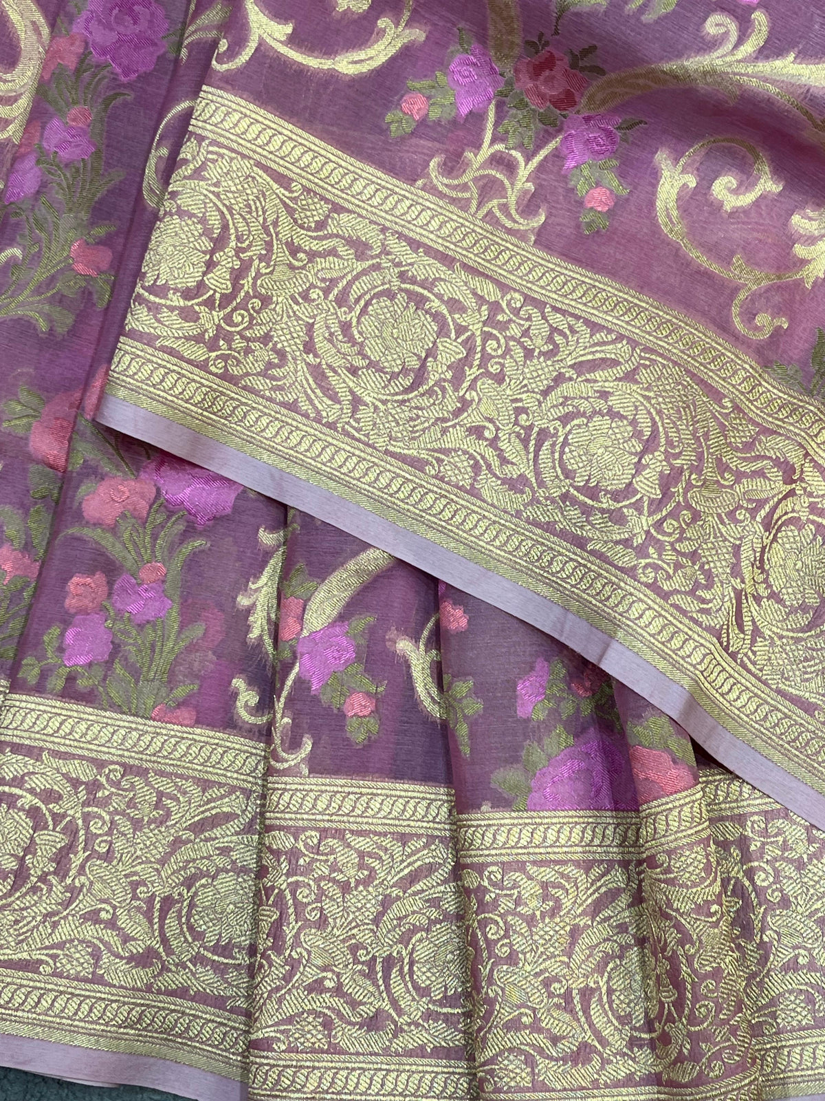 MAUVE PURPLE KORA PURE HANDLOOM BANARASI SAREE