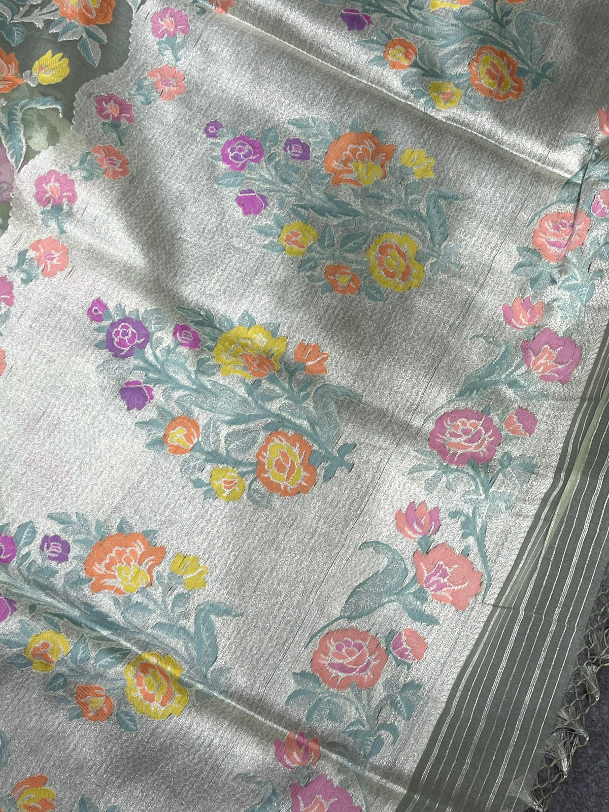 SAGE GREEN KORA PURE HANDLOOM BANARASI SAREE