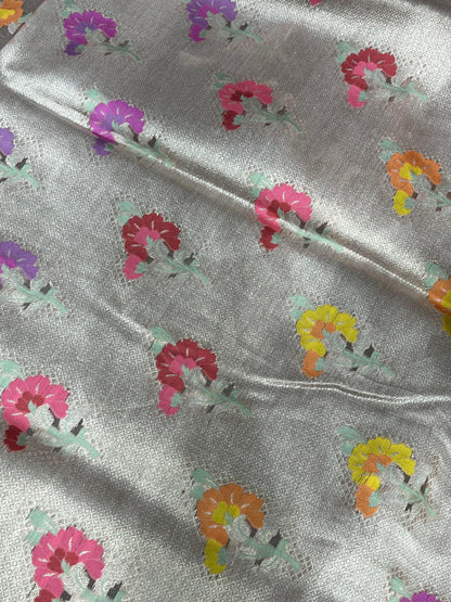 DUSTY ROSE PINK KORA PURE HANDLOOM BANARASI SAREE