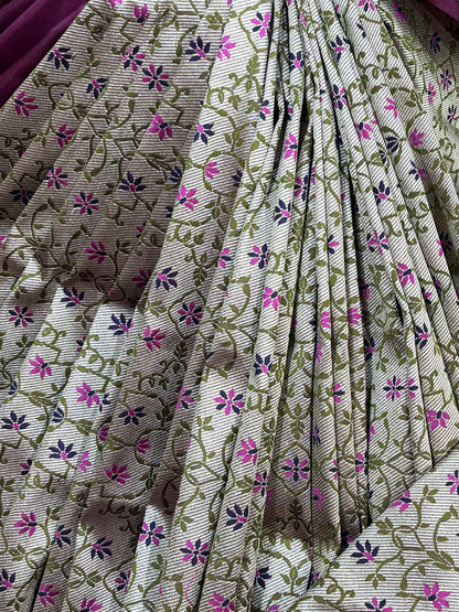 IVORY BEIGE SILK PURE HANDLOOM BANARASI SAREE