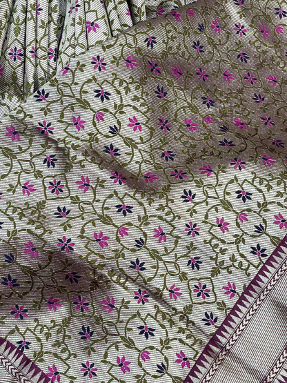 IVORY BEIGE SILK PURE HANDLOOM BANARASI SAREE