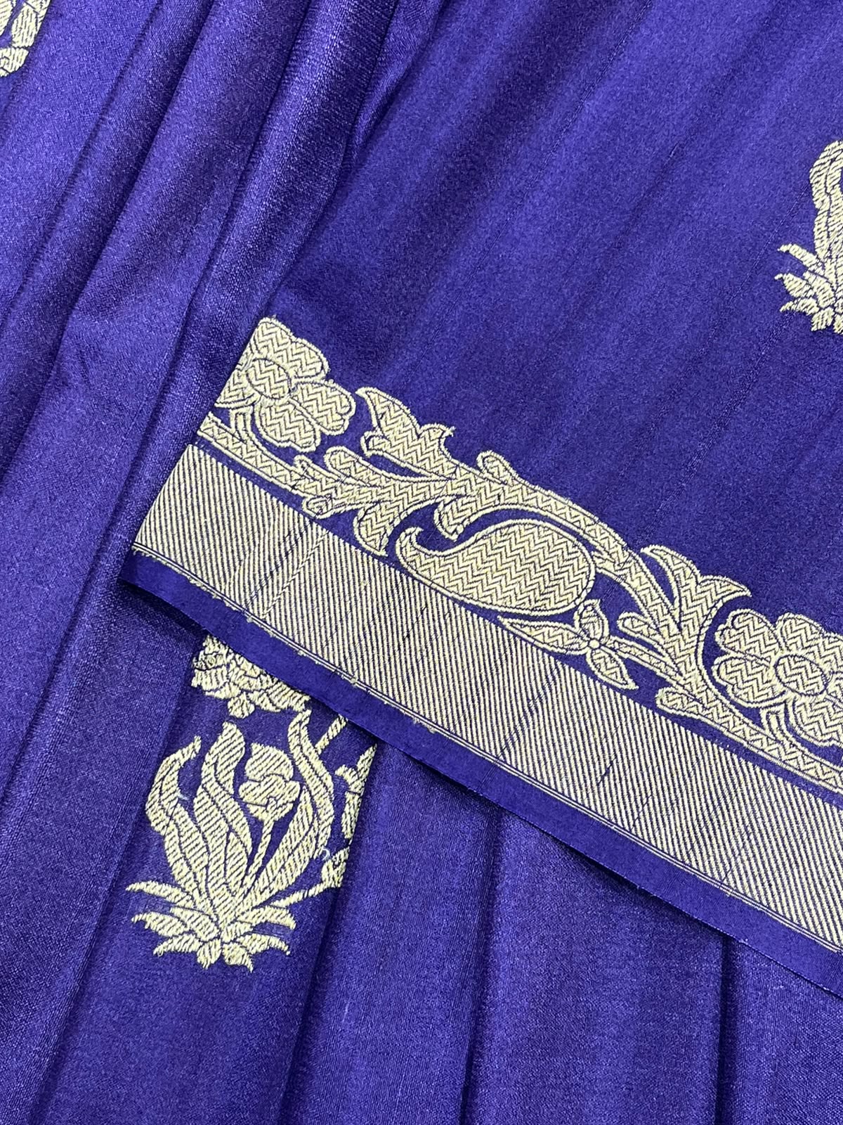 ROYAL PURPLE TASSAR GEORGETTE PURE HANDLOOM BANARASI SAREE