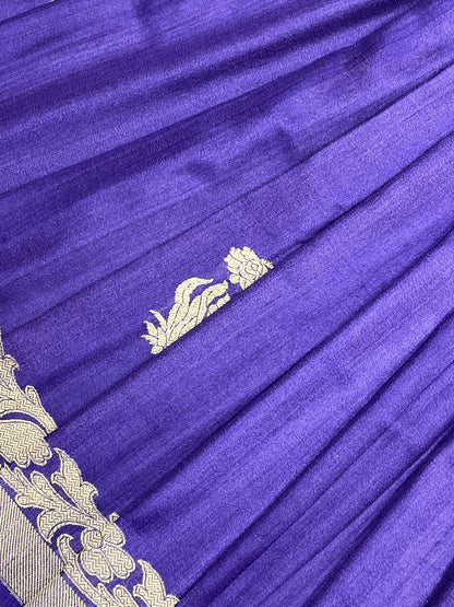 ROYAL PURPLE TASSAR GEORGETTE PURE HANDLOOM BANARASI SAREE