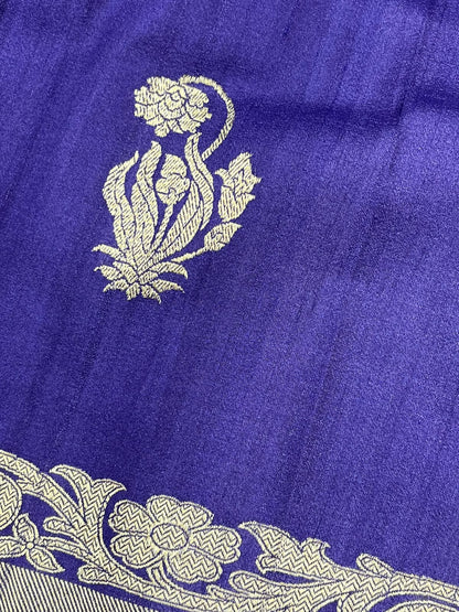 ROYAL PURPLE TASSAR GEORGETTE PURE HANDLOOM BANARASI SAREE