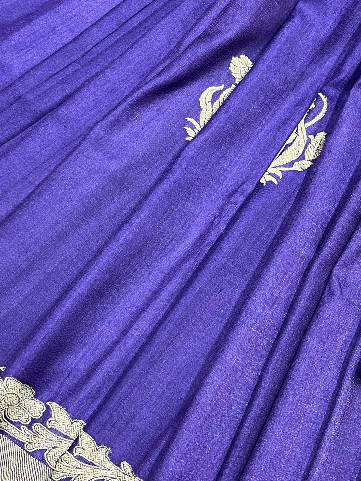 ROYAL PURPLE TASSAR GEORGETTE PURE HANDLOOM BANARASI SAREE