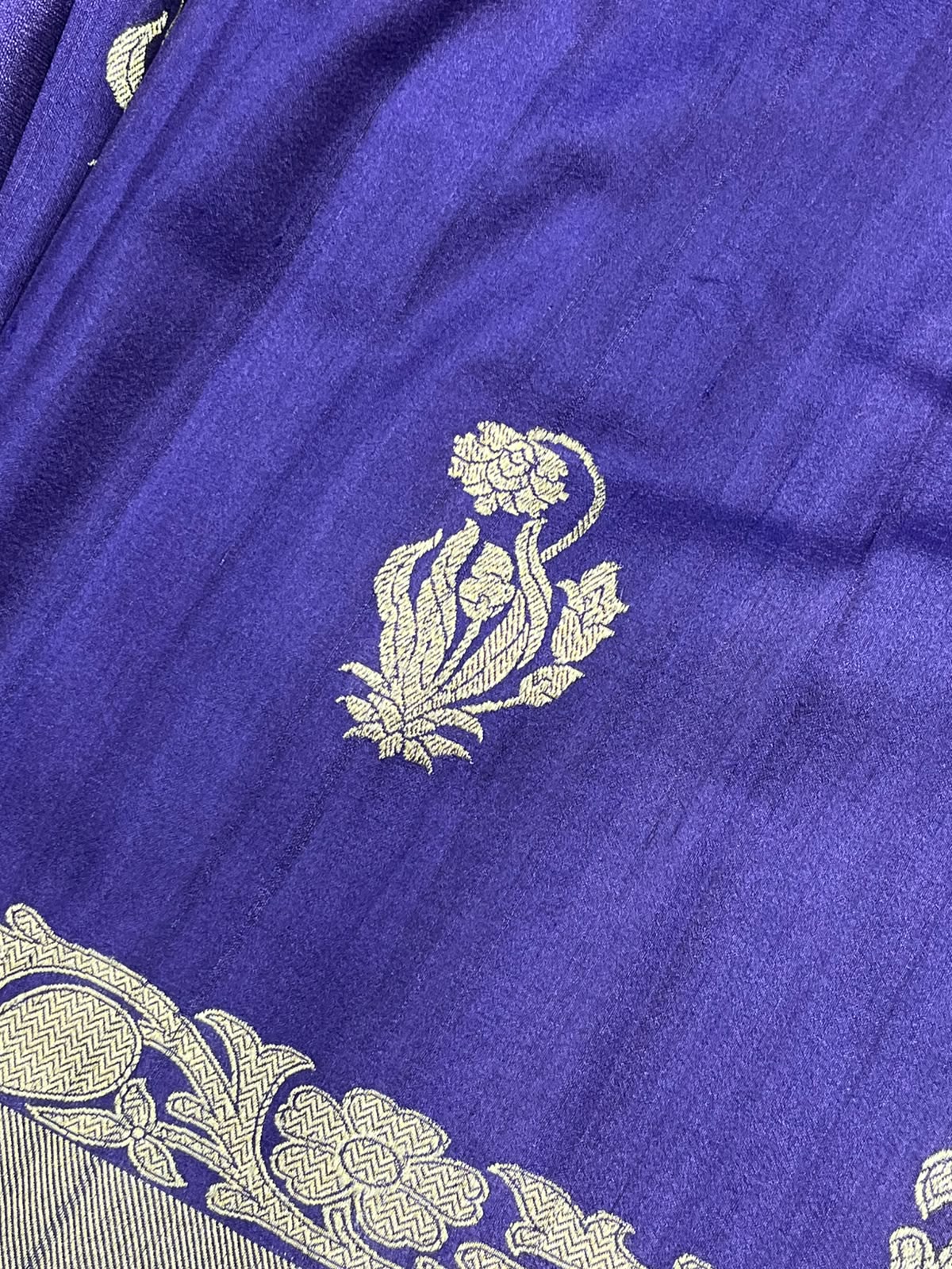 ROYAL PURPLE TASSAR GEORGETTE PURE HANDLOOM BANARASI SAREE