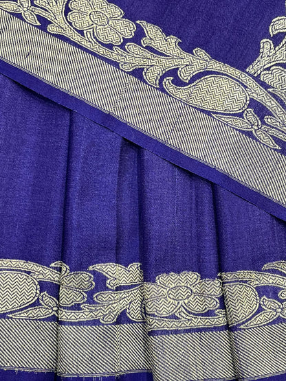 ROYAL PURPLE TASSAR GEORGETTE PURE HANDLOOM BANARASI SAREE