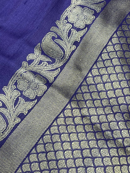 ROYAL PURPLE TASSAR GEORGETTE PURE HANDLOOM BANARASI SAREE