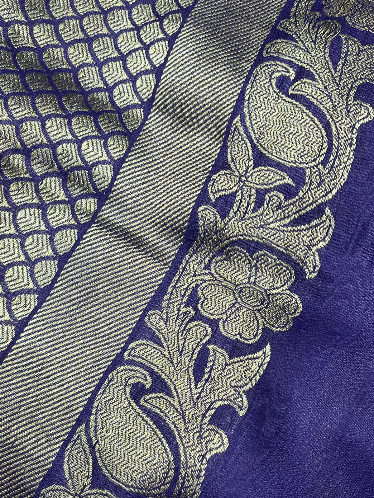 ROYAL PURPLE TASSAR GEORGETTE PURE HANDLOOM BANARASI SAREE