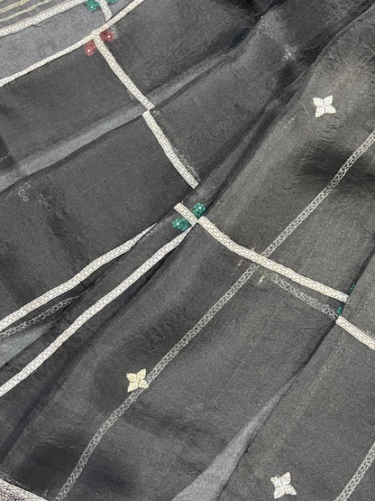 BLACK KORA PURE HANDLOOM  BANARASI SAREE