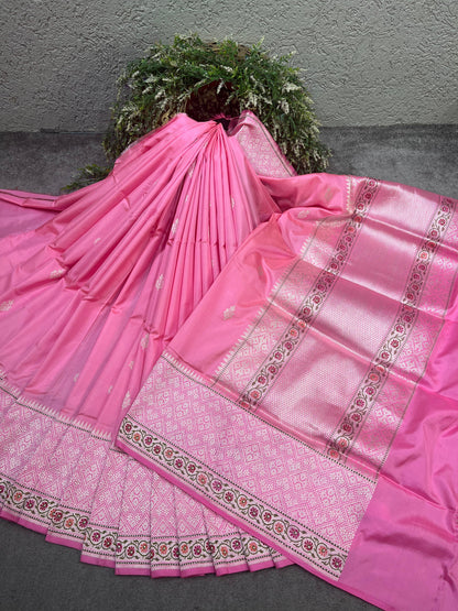 PINK SILK PURE HANDLOOM BANARASI SAREE