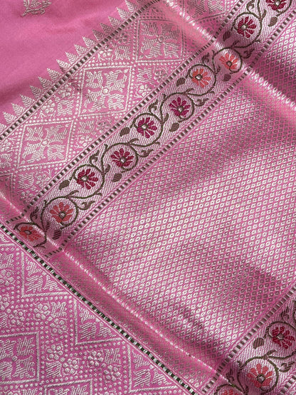 PINK SILK PURE HANDLOOM BANARASI SAREE