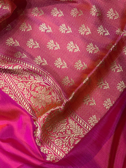PEACH PINK SILK PURE HANDLOOM BANARASI SAREE