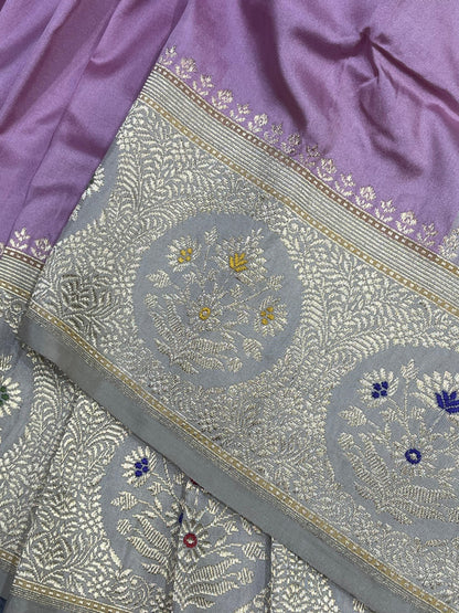 LAVENDER PINK SILK PURE HANDLOOM BANARASI SAREE