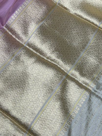 LAVENDER PINK SILK PURE HANDLOOM BANARASI SAREE