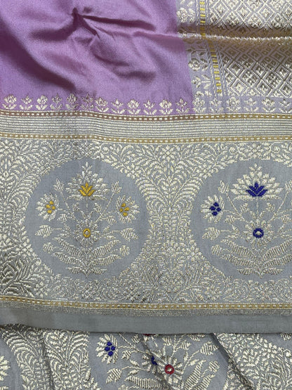 LAVENDER PINK SILK PURE HANDLOOM BANARASI SAREE