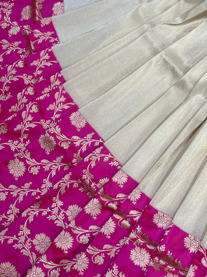 IVORY TISSUE SILK PURE HANDLOOM BANARASI SAREE