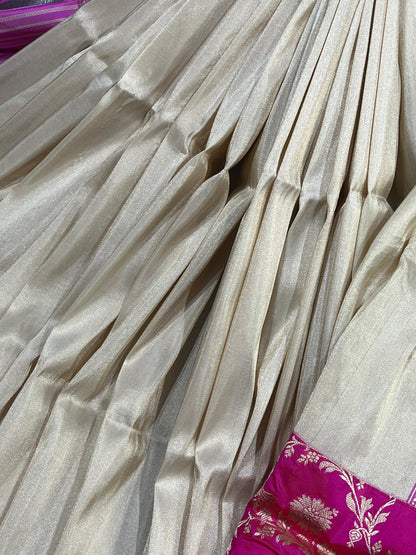 IVORY TISSUE SILK PURE HANDLOOM BANARASI SAREE