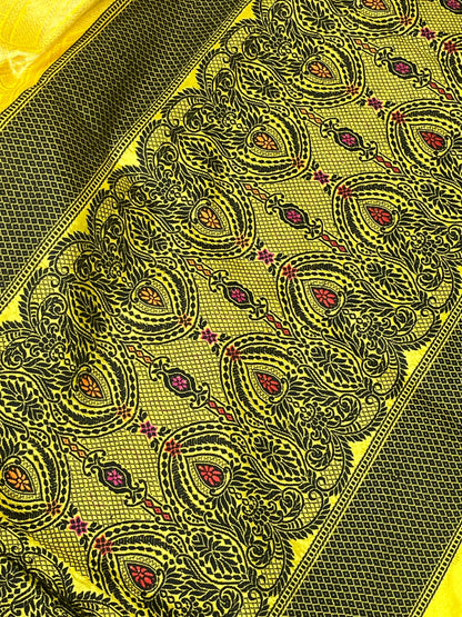YELLOW SILK PURE HANDLOOM BANARASI SAREE