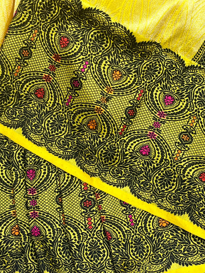YELLOW SILK PURE HANDLOOM BANARASI SAREE