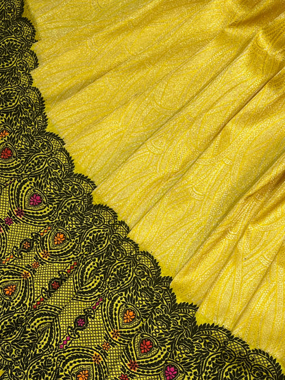 YELLOW SILK PURE HANDLOOM BANARASI SAREE