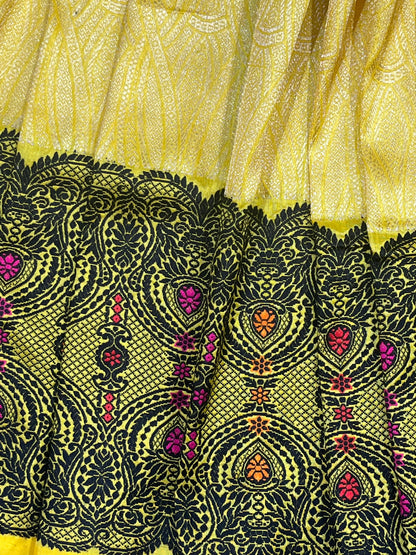 YELLOW SILK PURE HANDLOOM BANARASI SAREE