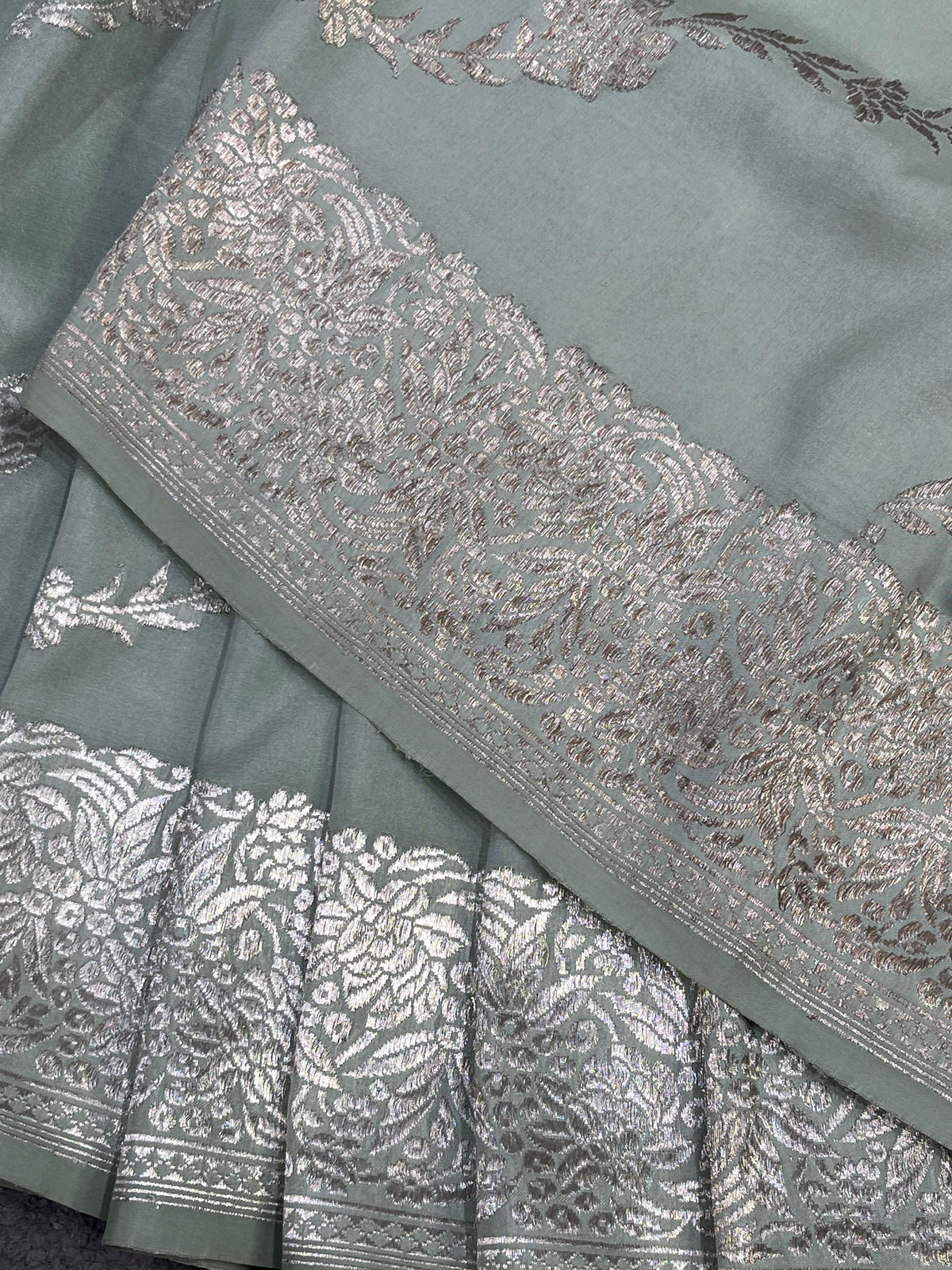 SAGE GREEN SILK PURE HANDLOOM BANARASI SAREE
