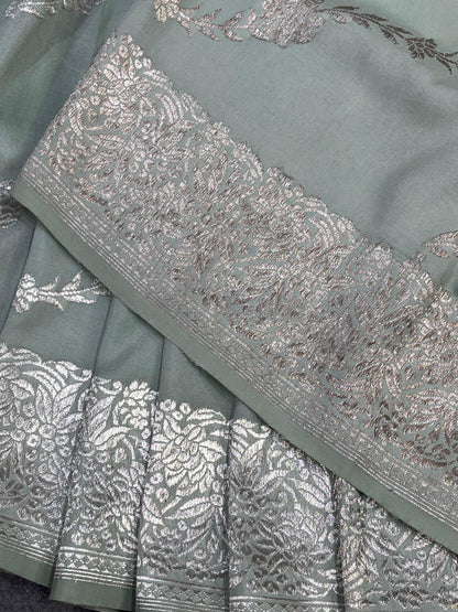 SAGE GREEN SILK PURE HANDLOOM BANARASI SAREE