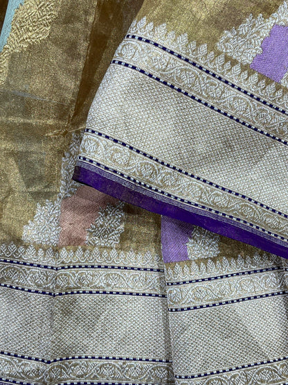 ANTIQUE GILD TISSUE RANGCART PURE HANDLOOM BANARASI SAREE