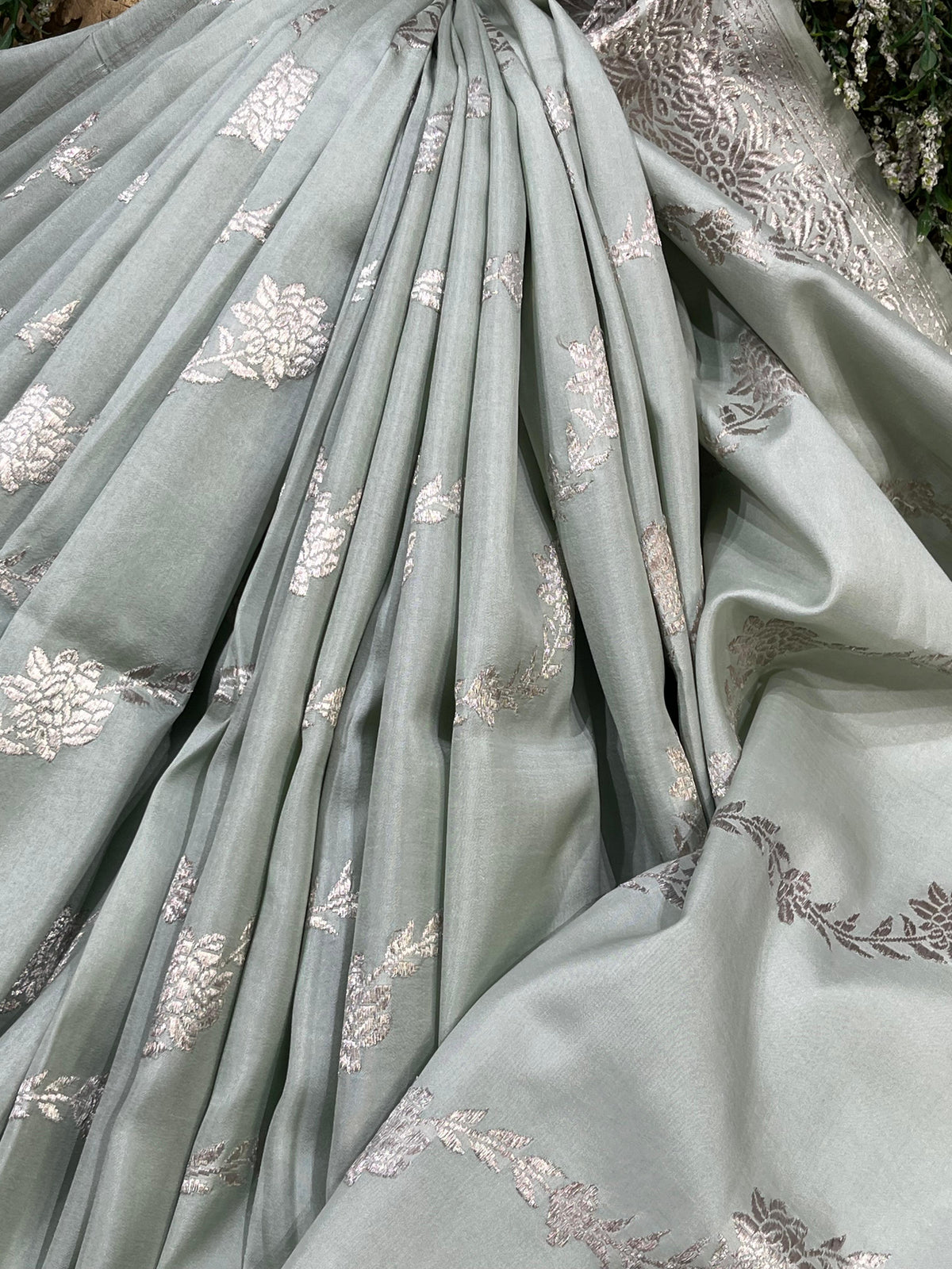 SAGE GREEN SILK PURE HANDLOOM BANARASI SAREE