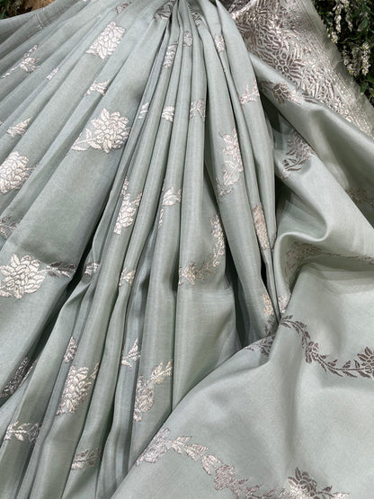 SAGE GREEN SILK PURE HANDLOOM BANARASI SAREE