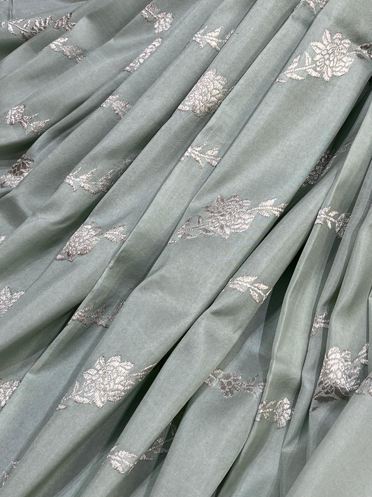 SAGE GREEN SILK PURE HANDLOOM BANARASI SAREE