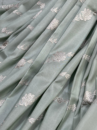 SAGE GREEN SILK PURE HANDLOOM BANARASI SAREE