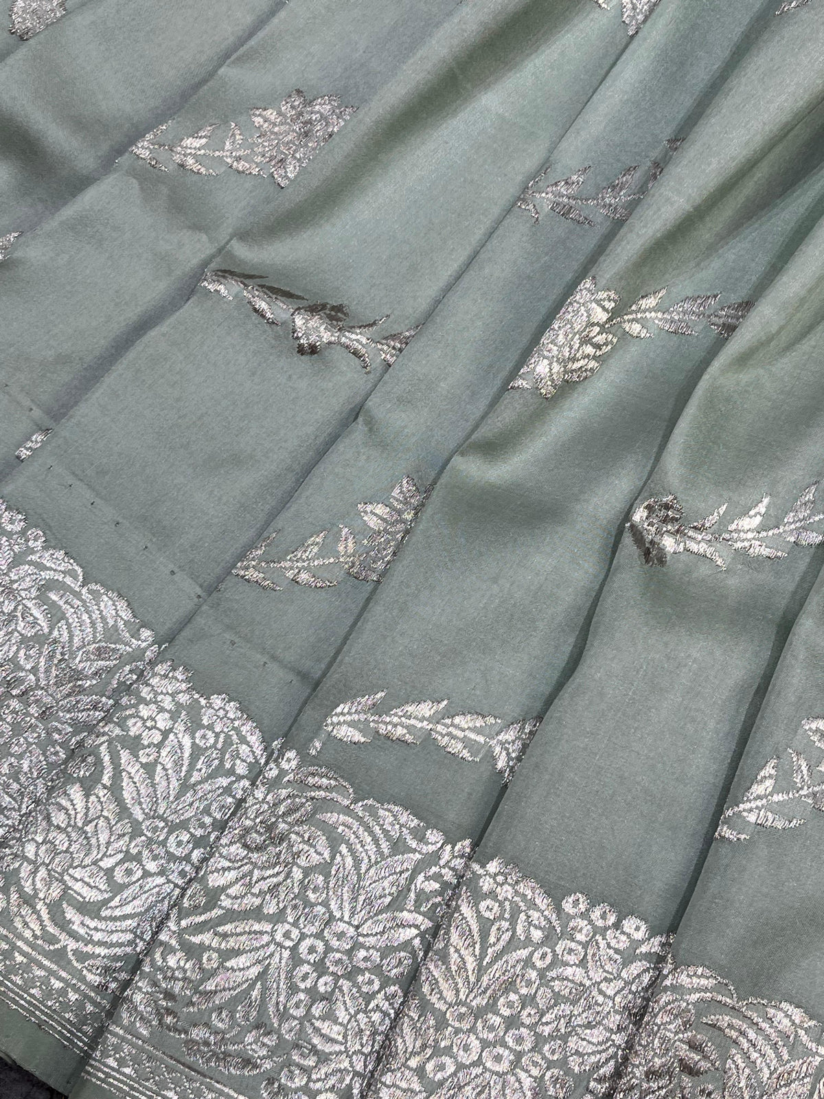 SAGE GREEN SILK PURE HANDLOOM BANARASI SAREE