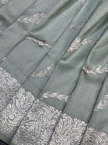 SAGE GREEN SILK PURE HANDLOOM BANARASI SAREE