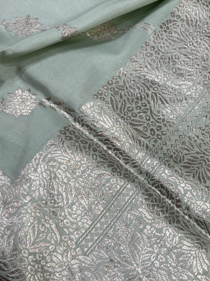 SAGE GREEN SILK PURE HANDLOOM BANARASI SAREE
