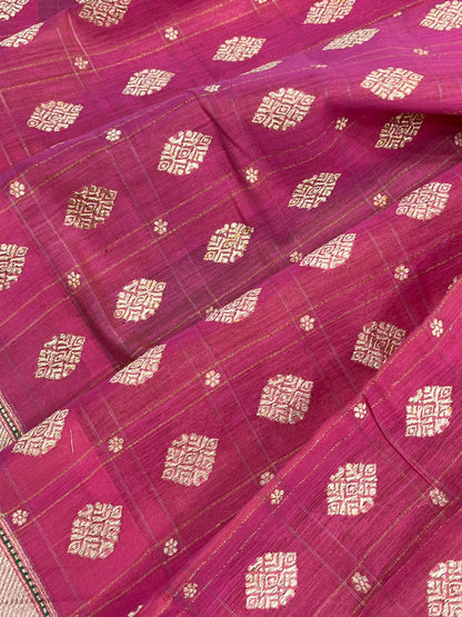 PINK COTTON PURE HANDLOOM BANARASI SAREE