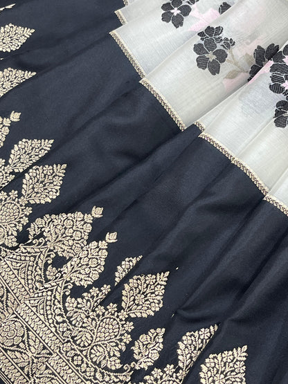 BLACK SILK PURE HANDLOOM BANARASI SAREE