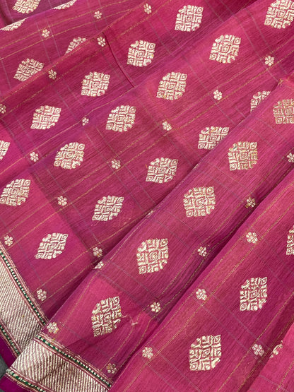 PINK COTTON PURE HANDLOOM BANARASI SAREE