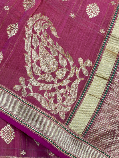 PINK COTTON PURE HANDLOOM BANARASI SAREE
