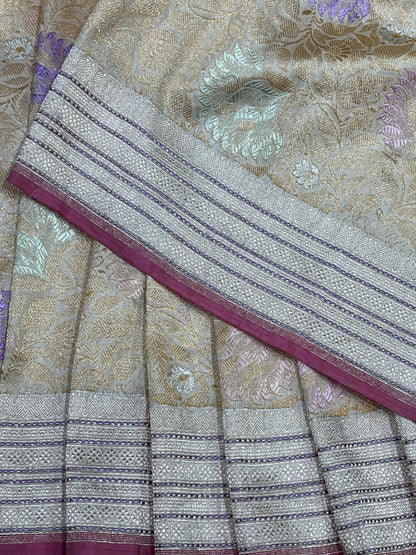 CHAMPAGNE GOLD SILK PURE HANDLOOM BANARASI SAREE