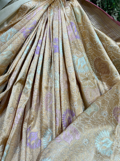CHAMPAGNE GOLD SILK PURE HANDLOOM BANARASI SAREE
