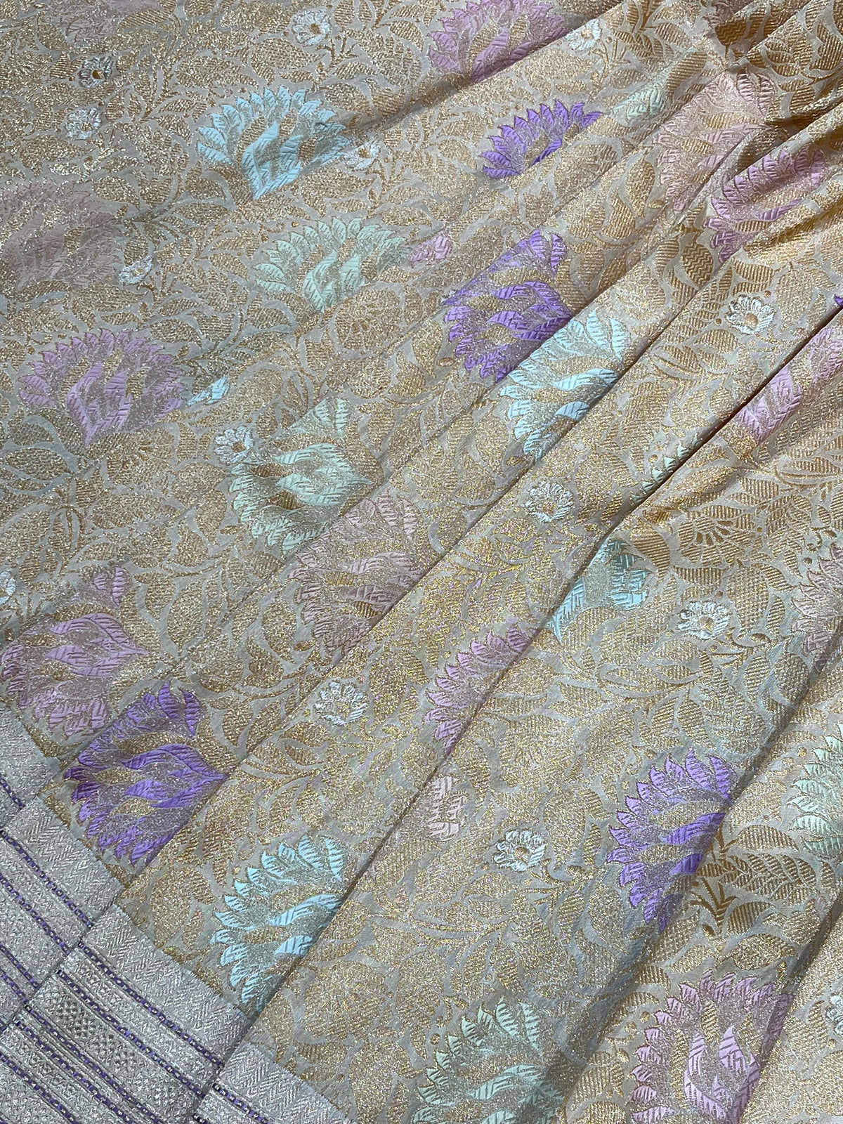 CHAMPAGNE GOLD SILK PURE HANDLOOM BANARASI SAREE