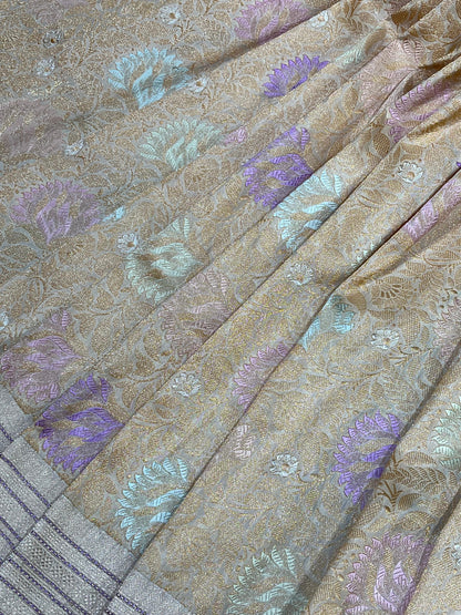 CHAMPAGNE GOLD SILK PURE HANDLOOM BANARASI SAREE